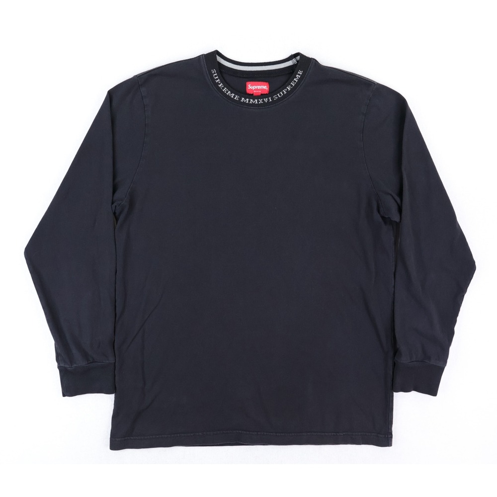 Supreme Old English Collar Logo Long Sleeve T-Shirt Mens Large Black MMXVI Tee